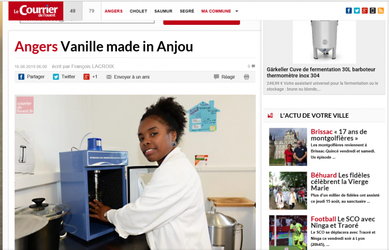 Lire la suite à propos de l’article Le Courrier de l&rsquo;Ouest / Angers – Vanille made in Anjou